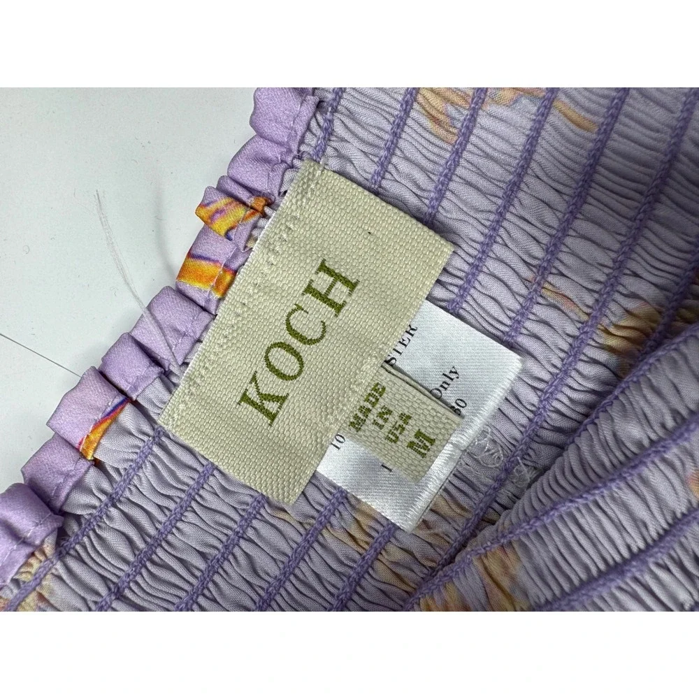 Koch Erica Shorts Lavender Purple Nautical Ship Wheel Smocked Waist Womens